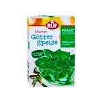 Waldmeister Jelly Goetterspeise jelly in a white box with a picture of a bowl of green jelly cut into cubes.