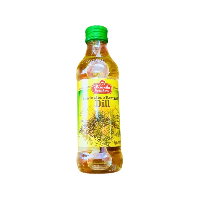 Kunella Dill Oil in a small bottle with green bottlecap.