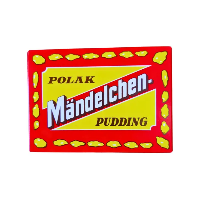 RUF Polak Almond Pudding in a red and yellow box.