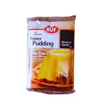 3 sachets of Bourbon Vanilla Pudding powder in a clear plastic bag.